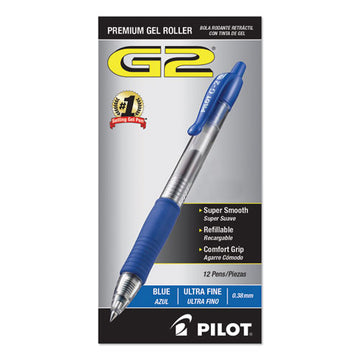 Pilot® G2 Premium Gel Pen Convenience Pack, Retractable, Extra-fine 0.38 Mm, Blue Ink, Clear-blue Barrel, Dozen freeshipping - TVN Wholesale